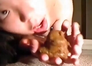 Masturbating with scat in mouth and moaning