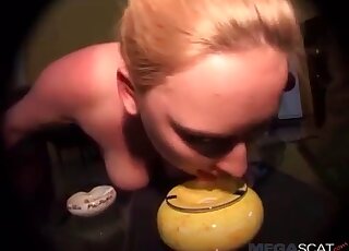 Smearing poop all over her dumb blonde face